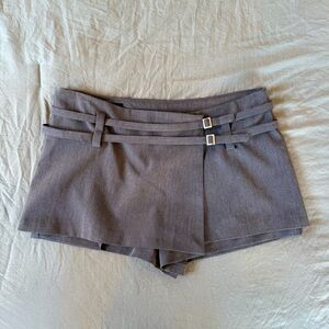 Zara Grey Mini Skort with Belt Details